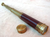 19th century 3 draw mahogany & brass pocket telescope 